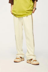 Elastic Waist Drawstring Stripped Straight Leg Pants