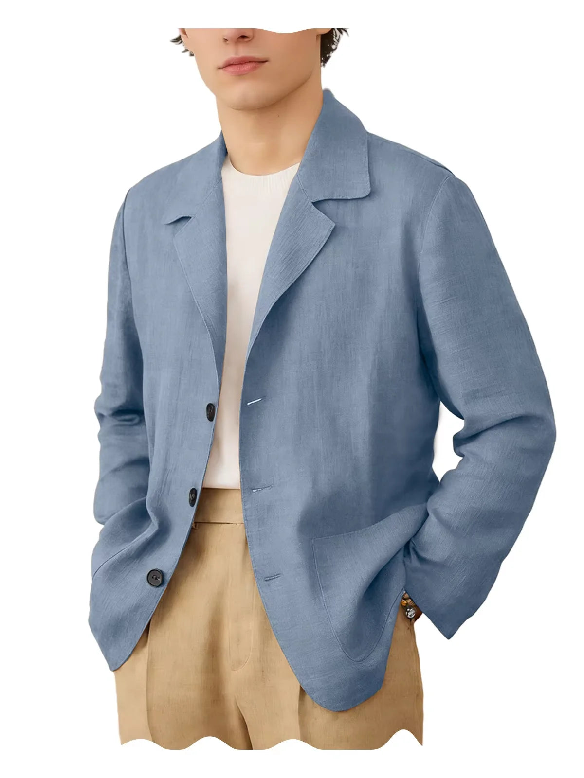Linen Cotton Blazer Notch Lapel Regular Fit