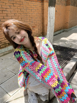 Colorful Crochet Knitted Hollow Cardigan