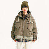 Winter Hooded Down Cargo Jacket