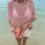Transparente leichte Strick-Poncho-Bluse