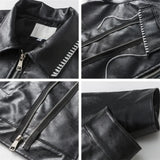 Black Synthetic Skin Rider Zip-up Leather Jacket
