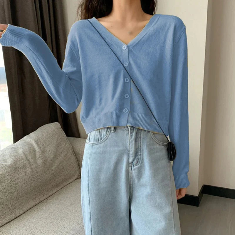 Soft V-Neck Button Down Cardigan