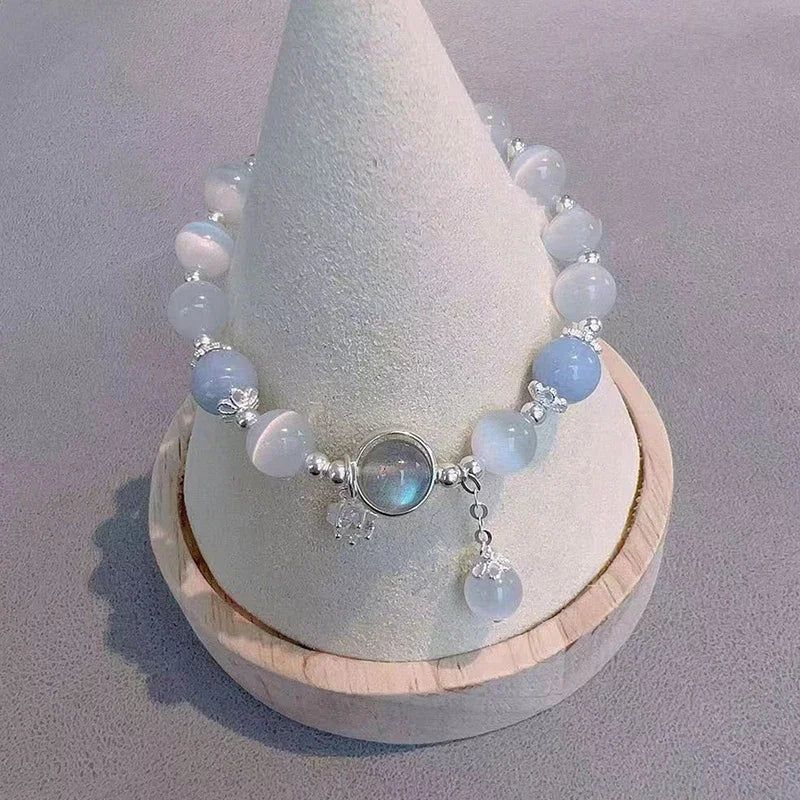 Vintage Mondstein Kristall Blau Armband