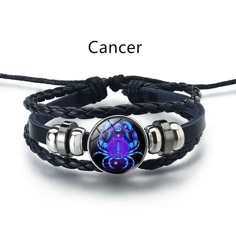 Adjustable Leather Zodiac Signs Bracelet