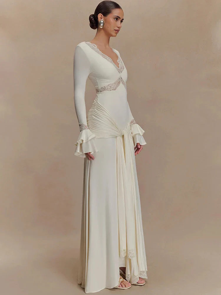 Draped Tied Front Maxi Dress