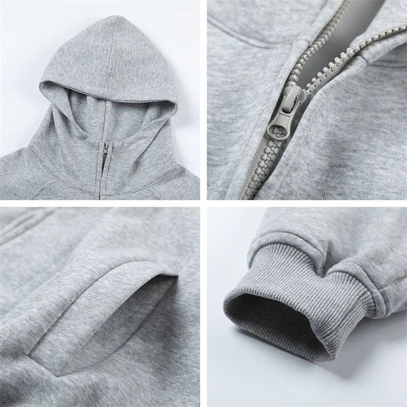 Stylischer gestreifter Kapuzenpullover mit Reißverschluss