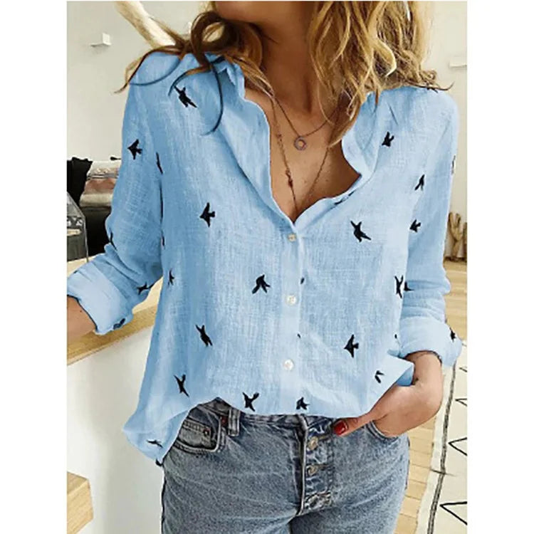 Elegant Cotton Linen Women Shirts