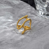 Vintage Silver Irregular Geometric Open Rings