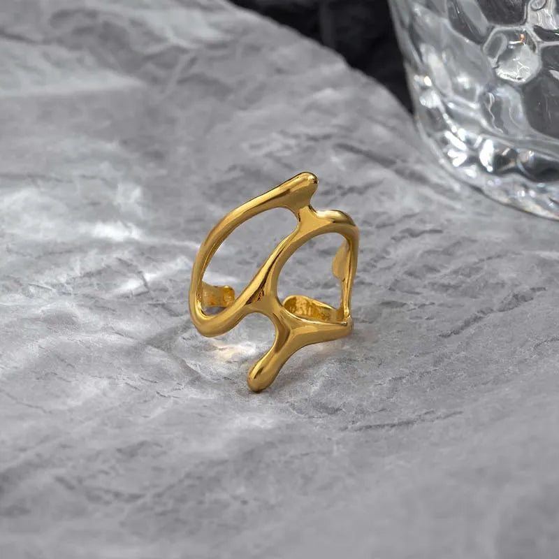 Vintage Silver Irregular Geometric Open Rings