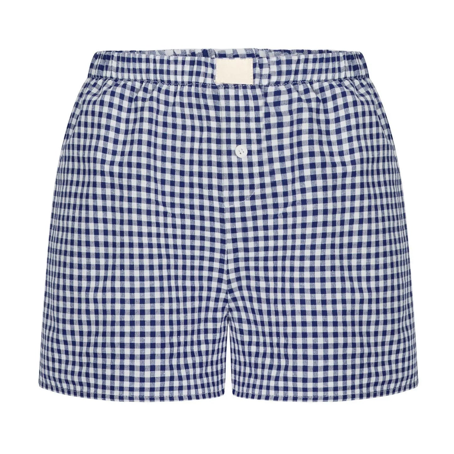 Elastic Waistband Gingham Boxer Shorts T-Shirt
