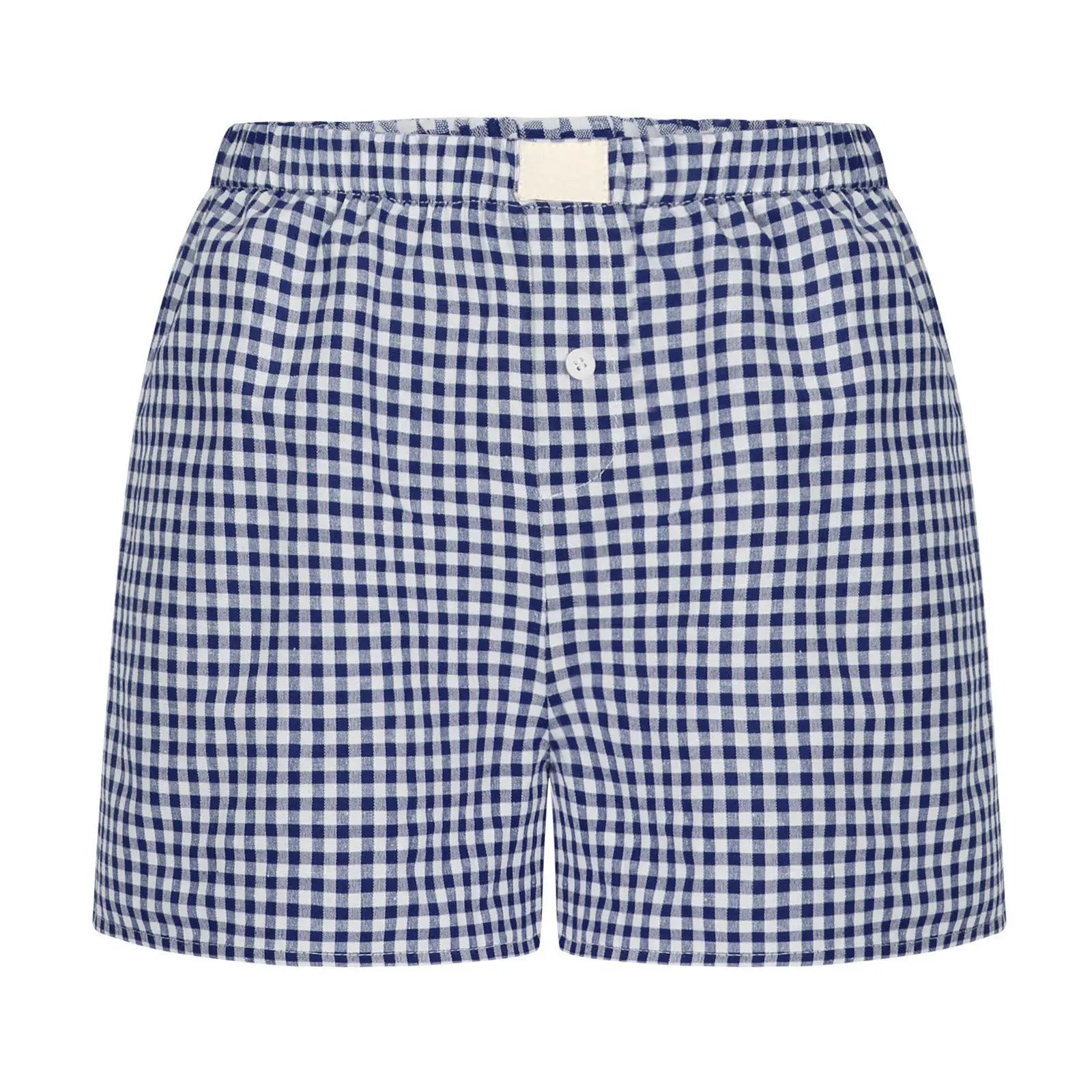 Elastic Waistband Gingham Boxer Shorts T-Shirt