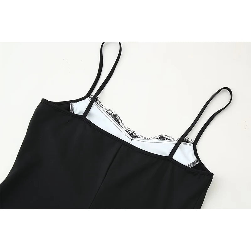Sexy Summer Mini  Dress Lace Black Patchwork