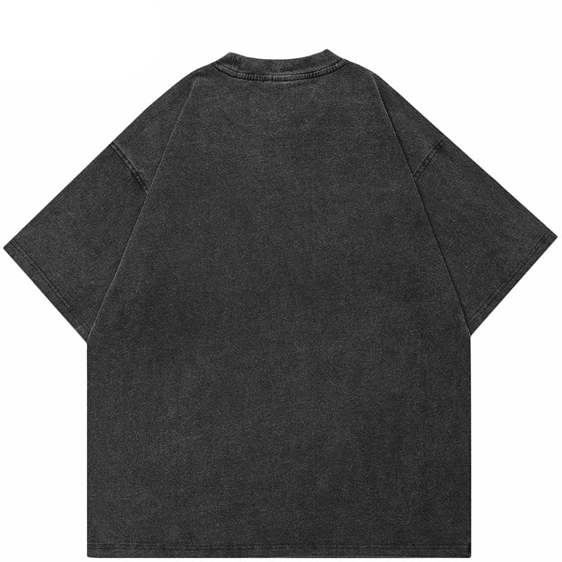 Graphic Face Washed Black T-Shirt
