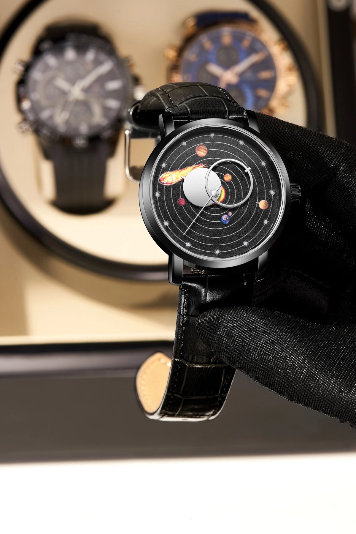 Galaxy Theme Dial Leather Watch