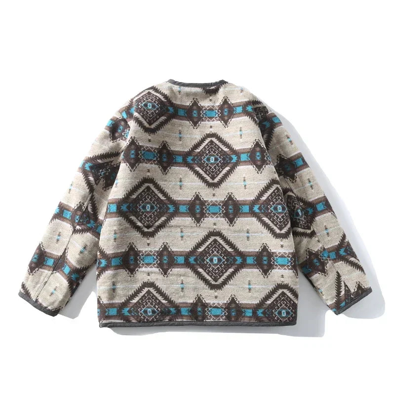Double Sided Geometric Pattern Puffer Jacket