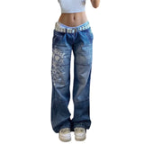 Floral Embroidery Vintage Aesthetic Baggy Jeans