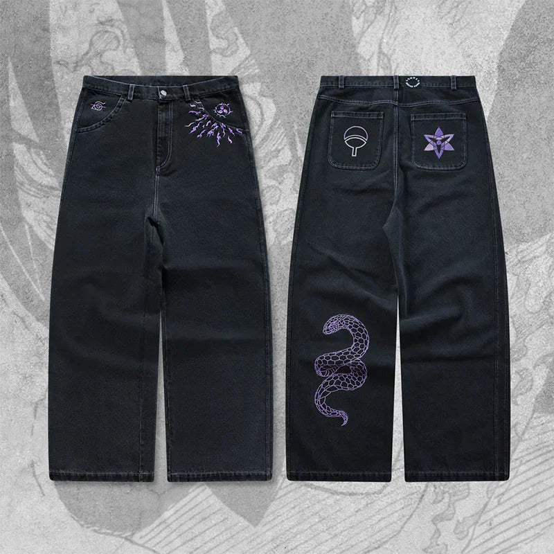 Vintage Anime Print Baggy Low Rise Jeans