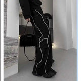 Acubi Black Striped Wide-Leg Pants