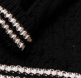 Black Knitted V-Neck Buttoned Cardigan