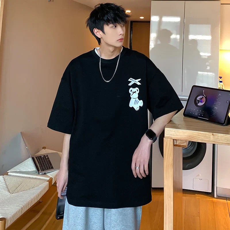 Cartoon Bear Graphic Oversized T-shirt