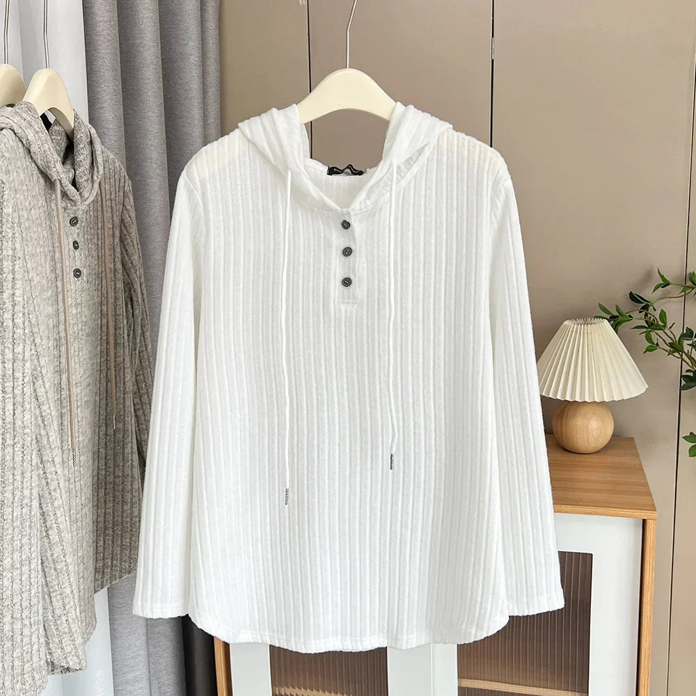 Oversized Solid Color Knitted Hoodie