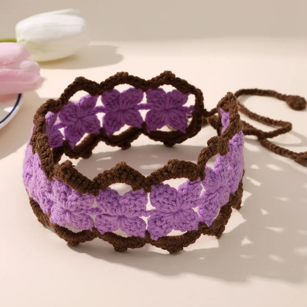Handmade Knitted Floral Pattern Headbands