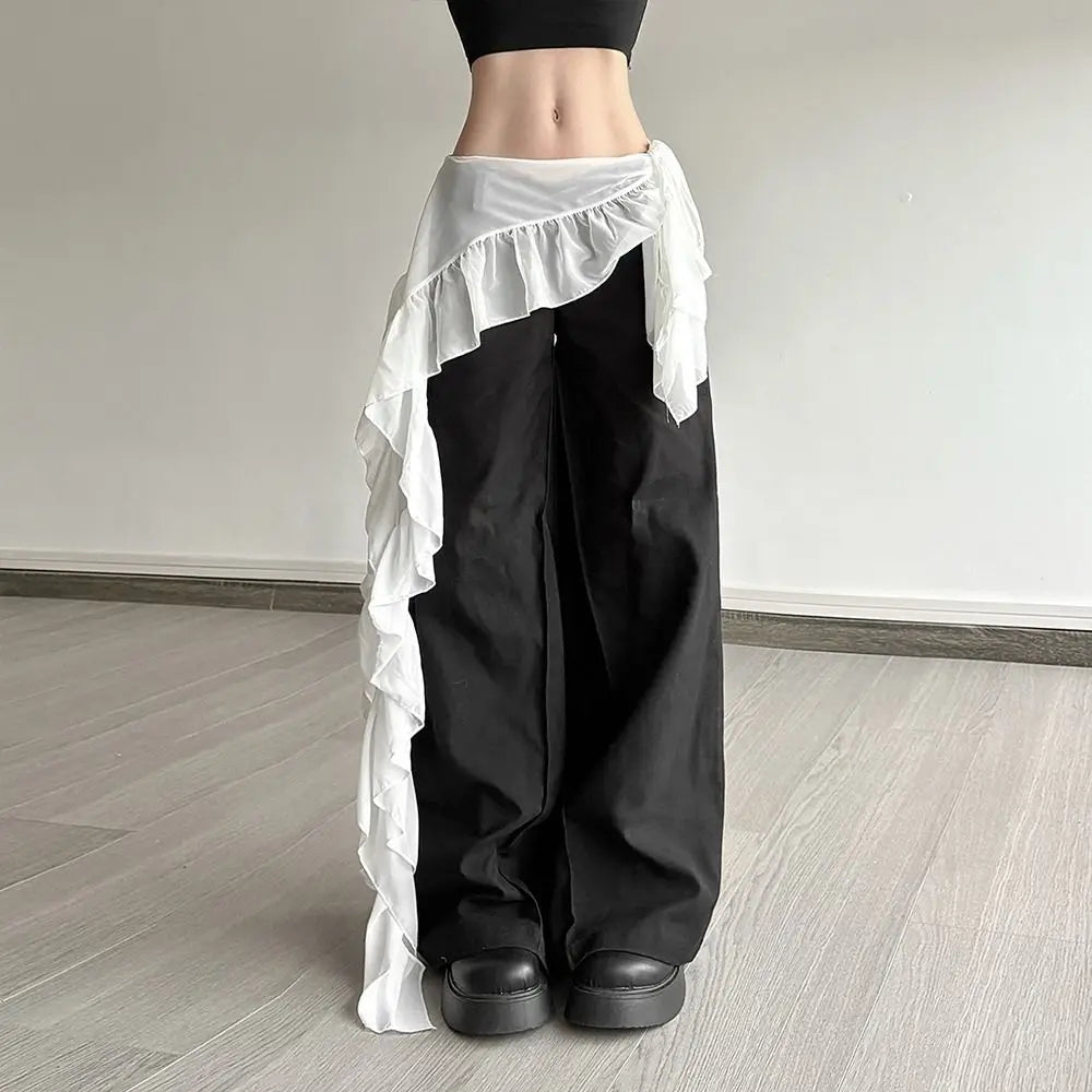 Irregular Lace Y2K Ruffles Mini Skirt