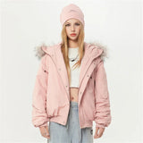 Gefütterte Pufferjacke aus Kunstfell