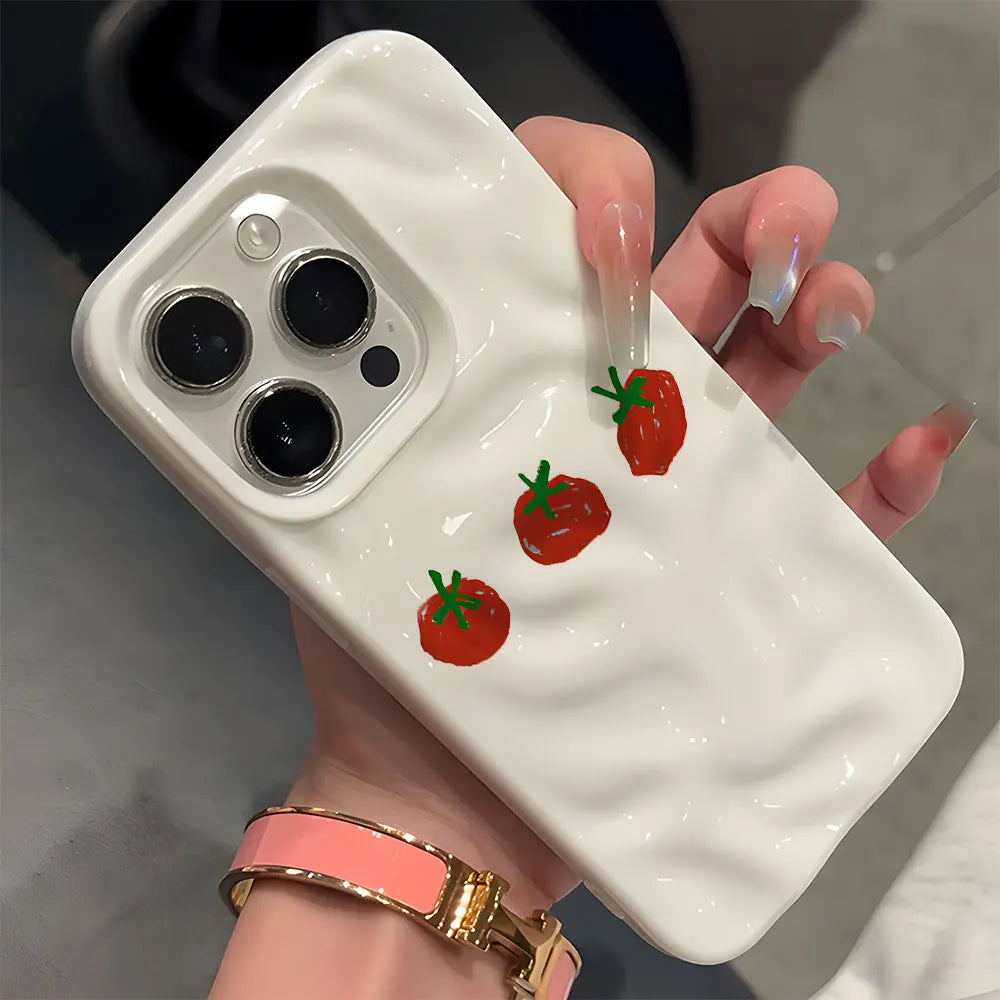 Cute Red Tomato Pattern Wave Phone Case
