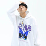 Sudadera con Capucha Oversize con Mariposa Negra Lavada