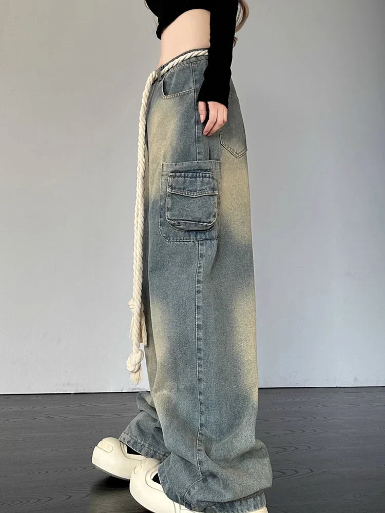 Retro Star Wide Leg Baggy Jeans