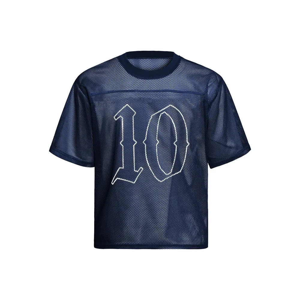 Double Sided Letter Print Mesh T-Shirt