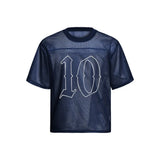 Double Sided Letter Print Mesh T-Shirt