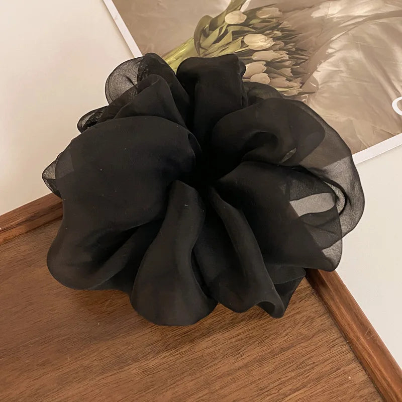 Large Chiffon Rubber Coquette Core Ponytail Holder