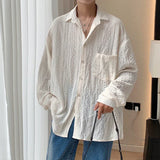 Apricot Mesh Casual Lapel Shirt