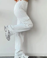 Wide Leg Solid Color Carago Pants