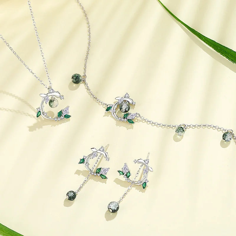 Silver Forest Green Accessory Set
