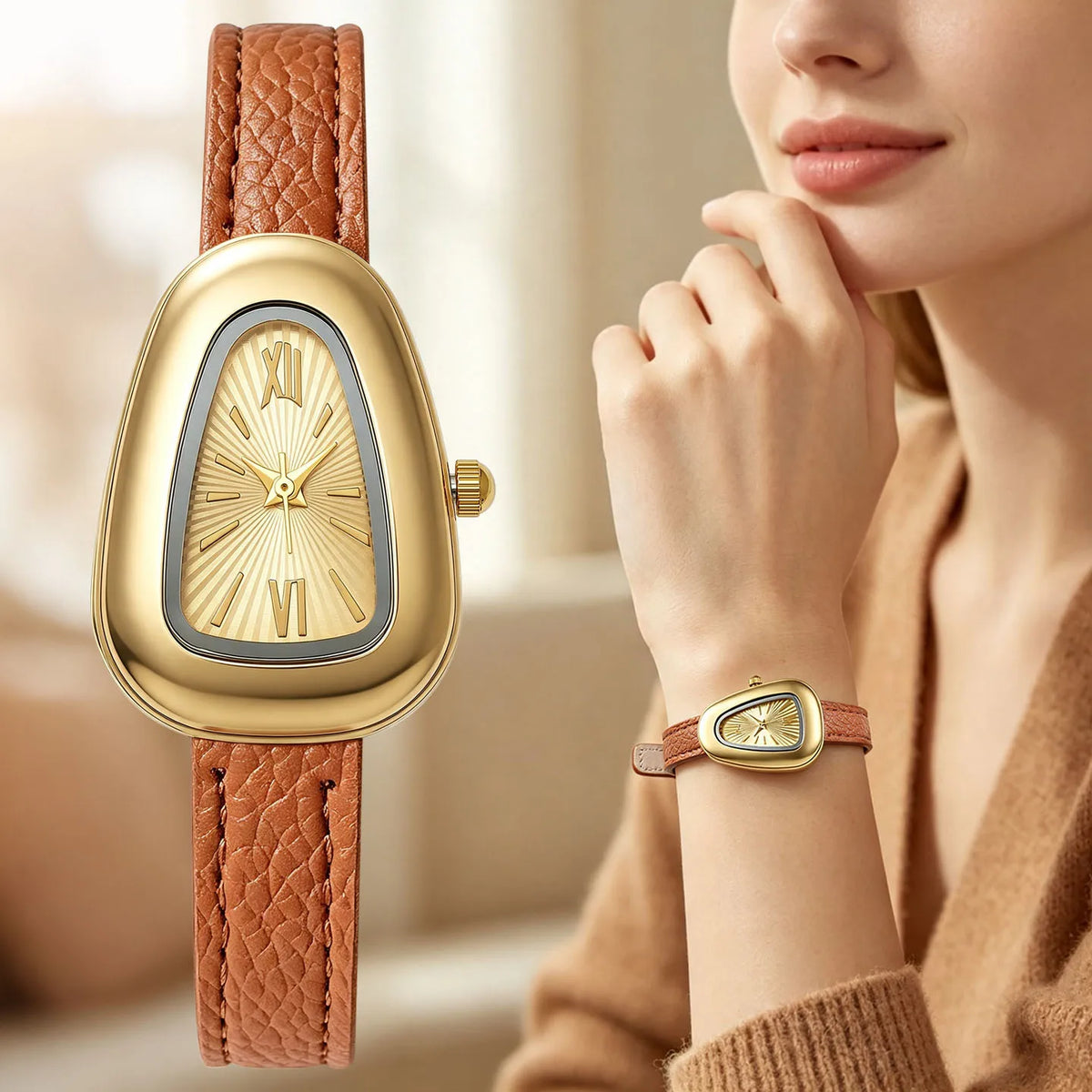 Snake Triangle Quartz leather Watches