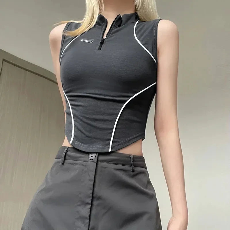 Acubi Zipper Stand Collar Top