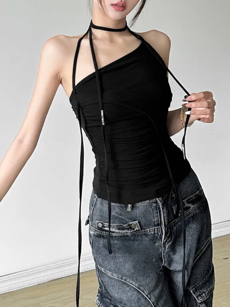 Y2K Sexy Bandage Halter Vintage T-Shirt