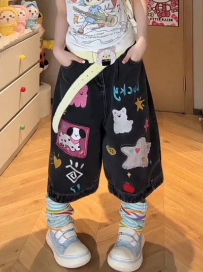 Indie Summer Cute Cartoon Jorts
