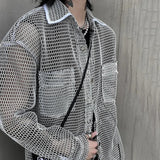 Vintage Oversized Mesh Casual Shirt