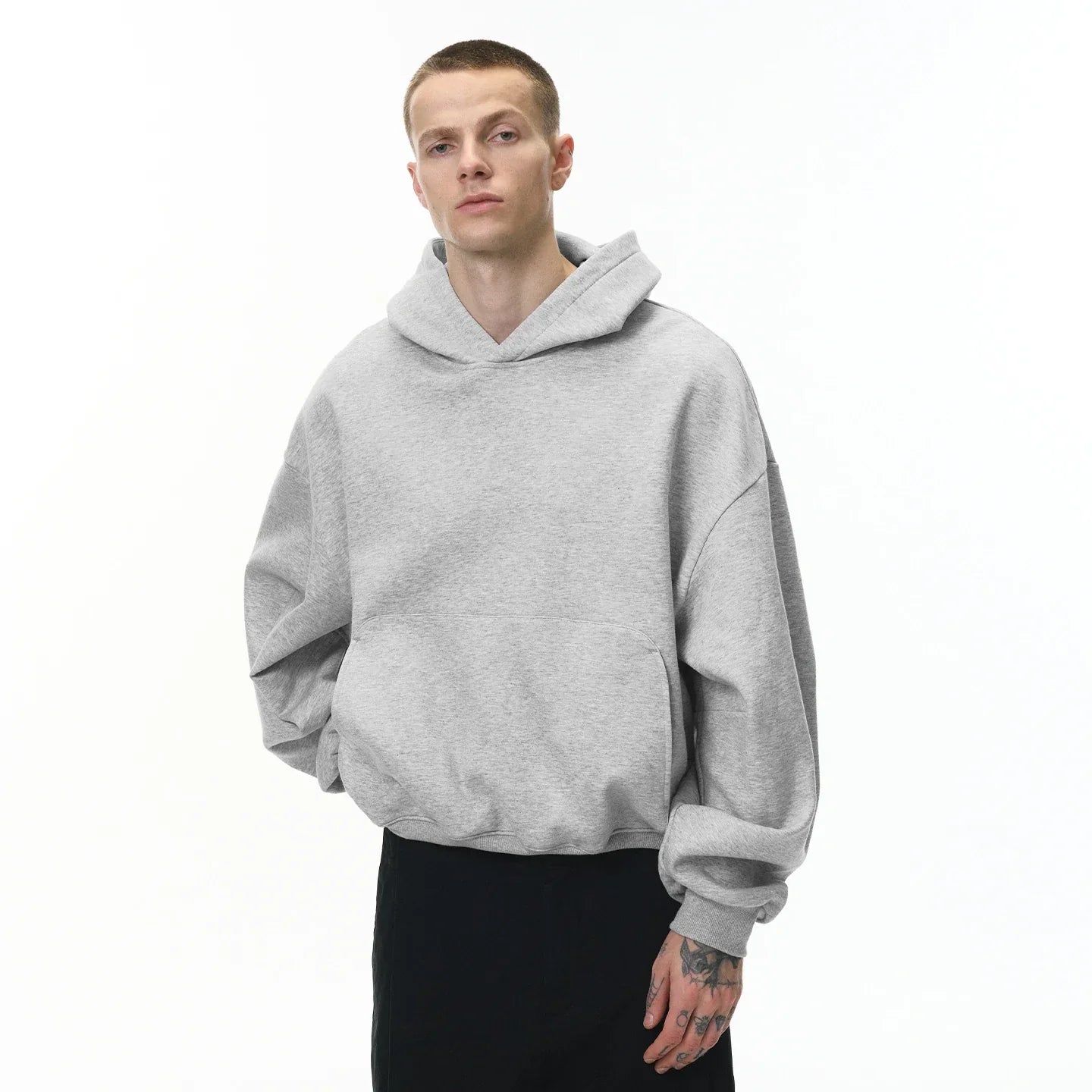 Eggshell Fleece Curved Hem Hoodie