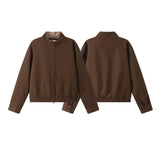 Corporate Girlie Brown Minimalist Varsity Jacket