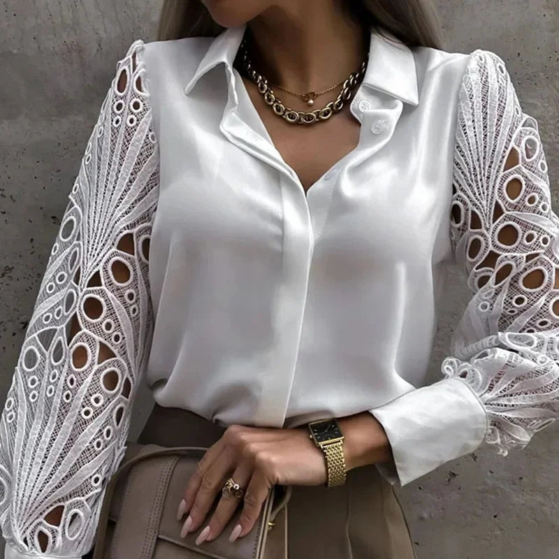 Corporate Girl Cut-out V-neck Shirt