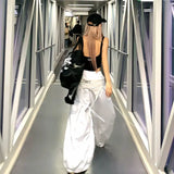 White Embroidered Parachute Pants