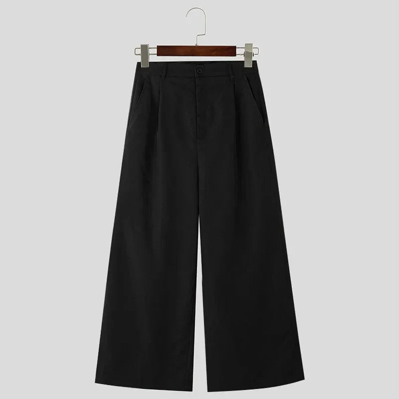 Basic Solid Color Korean Wide Leg Pants