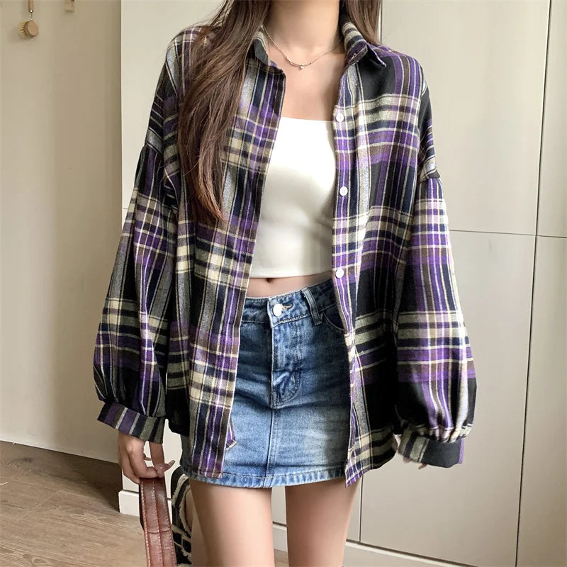 Vintage Plaid Long Sleeve Shirt