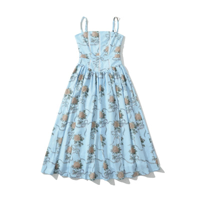 Geblümtes elegantes Midikleid für Urlaub und Party